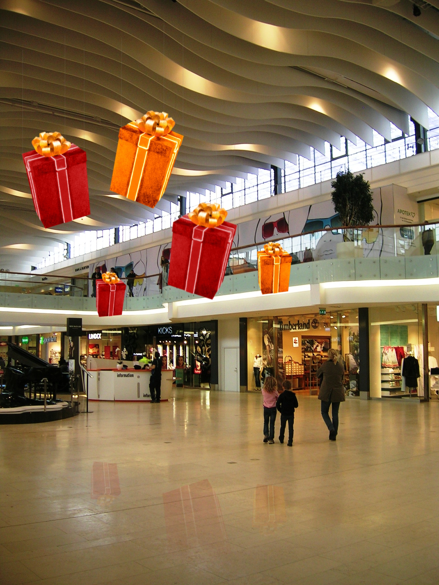 Stora hängande julpaket som även kan fås med ledbelysning
